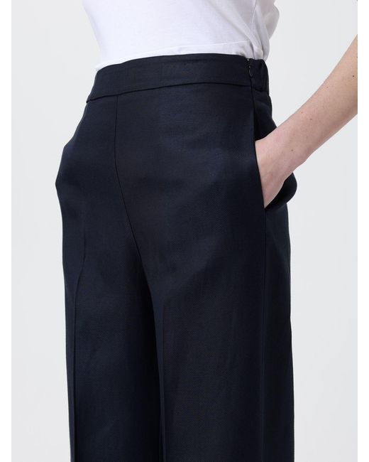 Liviana Conti Blue Cesira Linen Blend Tailored Trousers