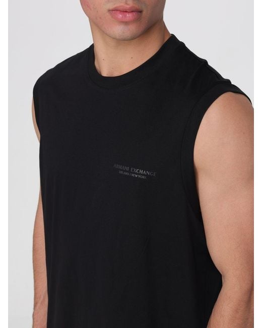 ARMANI EXCHANGE Black Cotton Jersey Tank Top With Logo for men