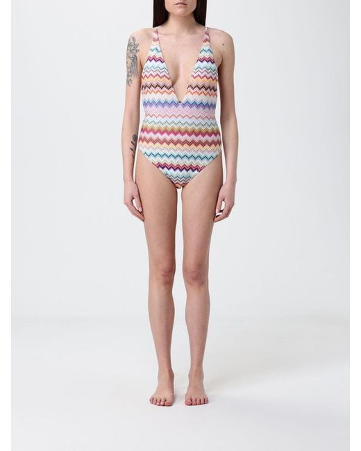 Missoni White Lurex Viscose One-Piece Swimsuit