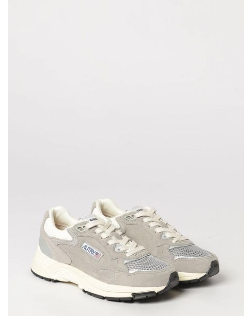 Autry White Hyperway Two-Tone Leather And Mesh Sneakers With Cut-Out Logo
