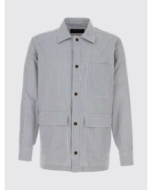 Paltò Gray Palt&Ograve Striped Cotton Blend Shirt Jacket for men