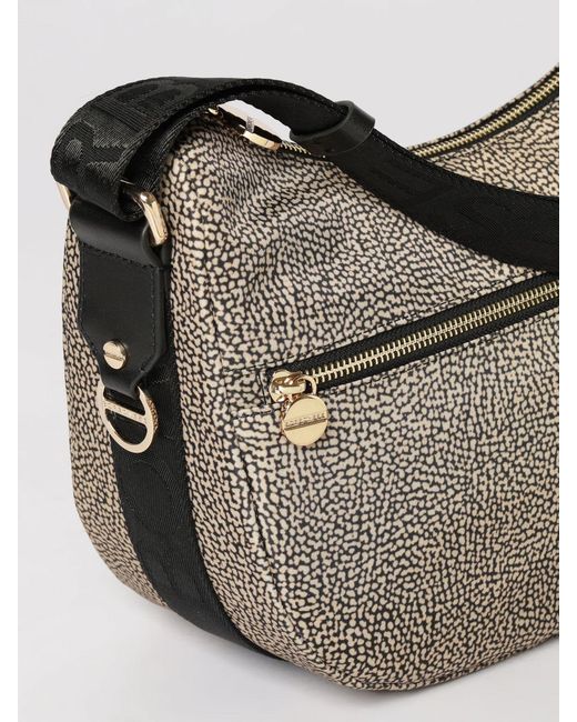 Borbonese Gray Luna Small Op Print Nylon Bag