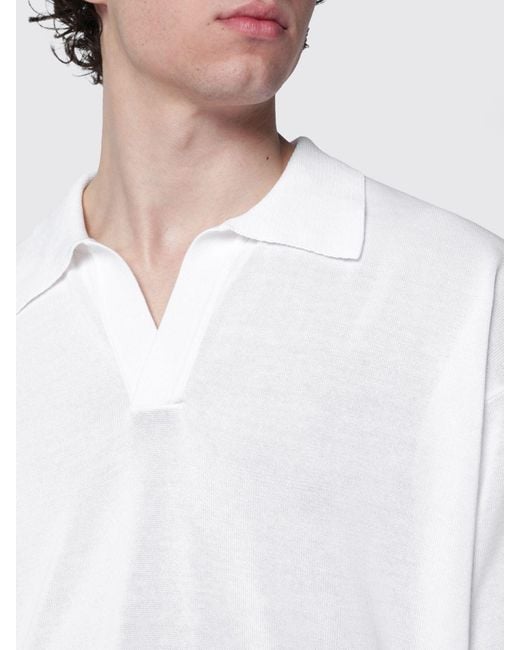 Roberto Collina White Cotton Polo Shirt for men