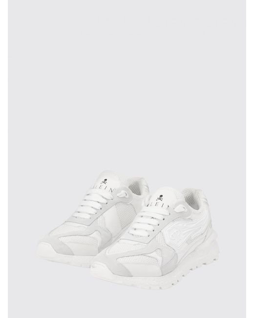 Philipp Plein White Leather And Mesh Sneakers for men