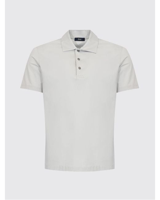 Herno White Short-Sleeved Cotton Polo Shirt With Classic Three-Button Collar for men