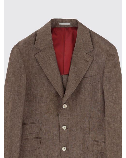 Brunello Cucinelli Brown Linen Blazer for men