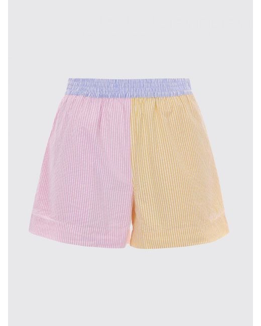 Mc2 Saint Barth Pink Striped Cotton Shorts
