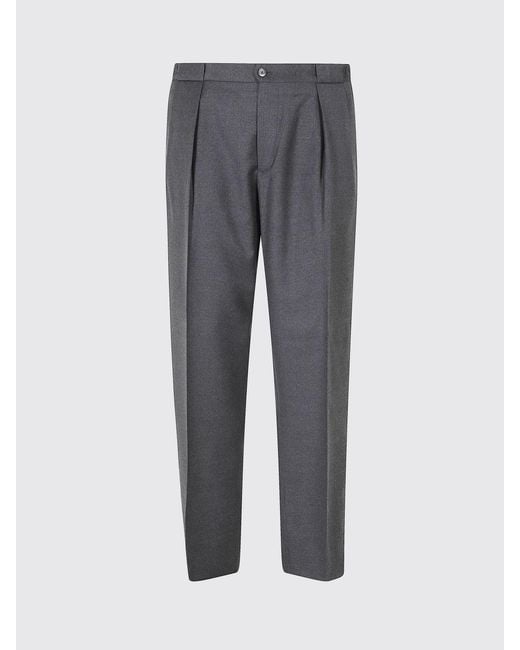 Briglia 1949 Gray Slim Fit Pleated Virgin Wool Tailored Trousers for men