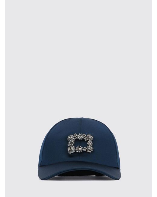 Roger Vivier Blue Satin Hat With Jewel Buckle