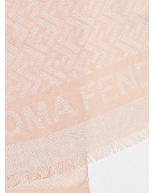 Sciarpa FF in misto lana e seta camelia jacquard di Fendi in Pink