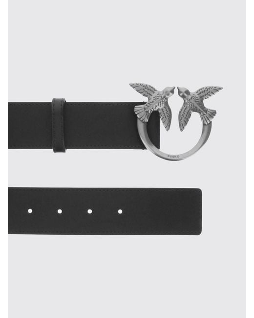 Pinko Gray Love Berry Leather Belt