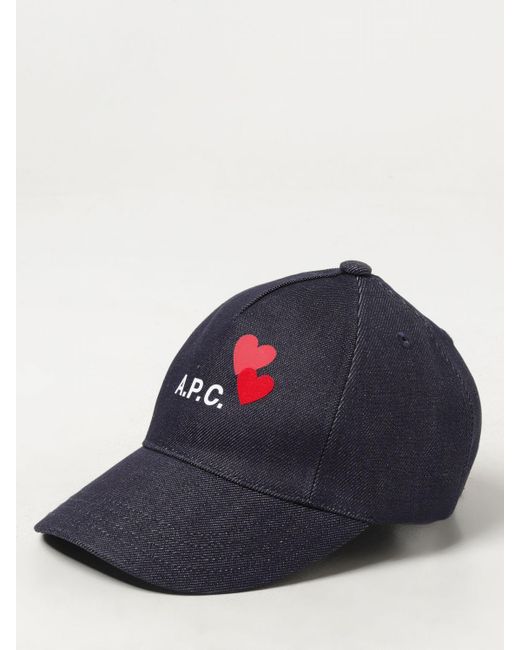 Cappello in denim con logo ricamato di A.P.C. in Blue