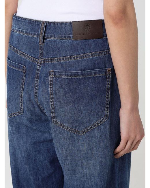 Brunello Cucinelli Blue Wide-Leg Cotton Jeans