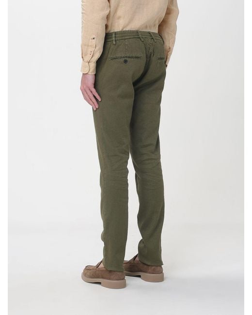 Mason's Green Linen And Cotton Blend Drawstring Trousers for men