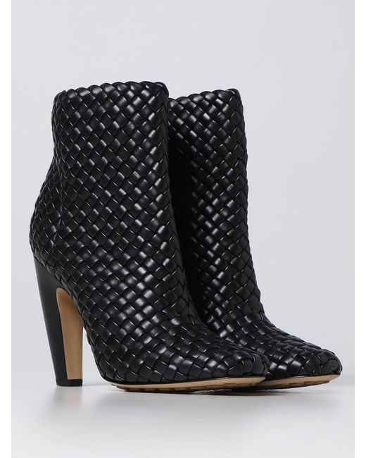 Bottega Veneta Black Raffia 10cm Ankle Boots