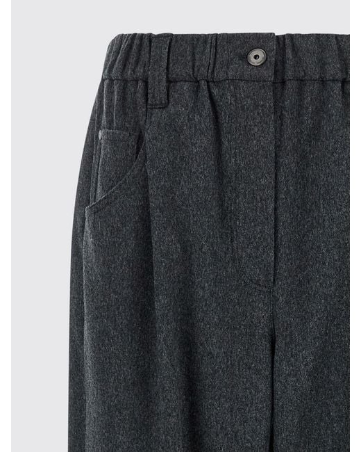 Brunello Cucinelli Black High-Waisted Straight-Leg Wool-Blend Trousers With Belt Loops