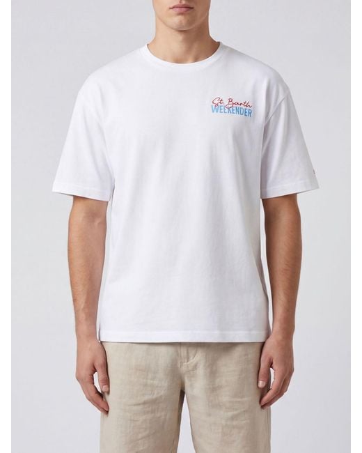 Mc2 Saint Barth White Printed Cotton T-Shirt for men