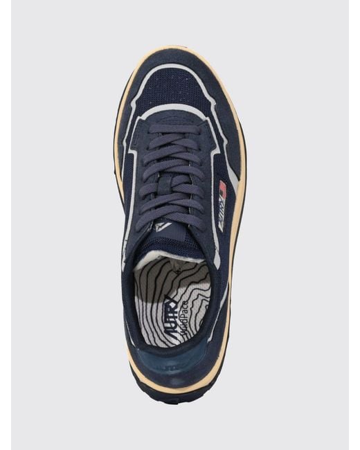 Autry Blue Wildpace Low Leather And Mesh Sneakers With Contrast Logo And Serrated Sole for men