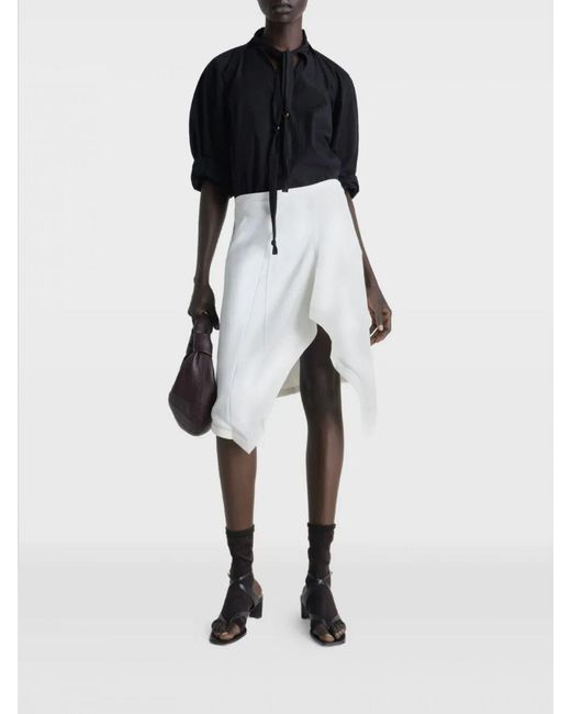 Lemaire White Asymmetric Viscose Skirt