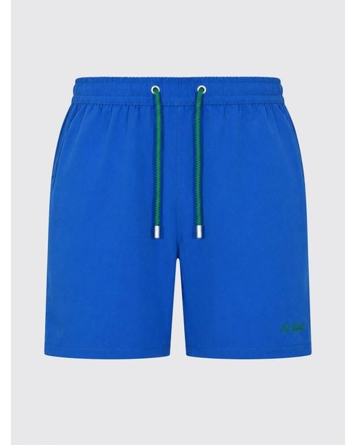 Mc2 Saint Barth Blue Short Swim Shorts With Elasticated Drawstring Waist for men