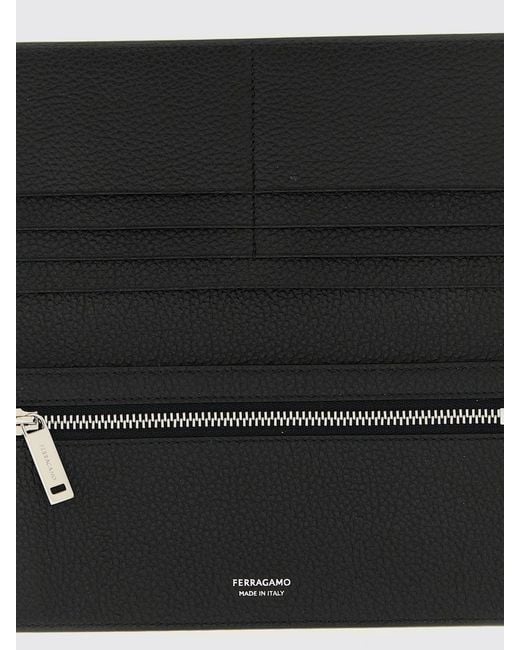 Ferragamo White Gancini Grained Calf Leather Wallet for men