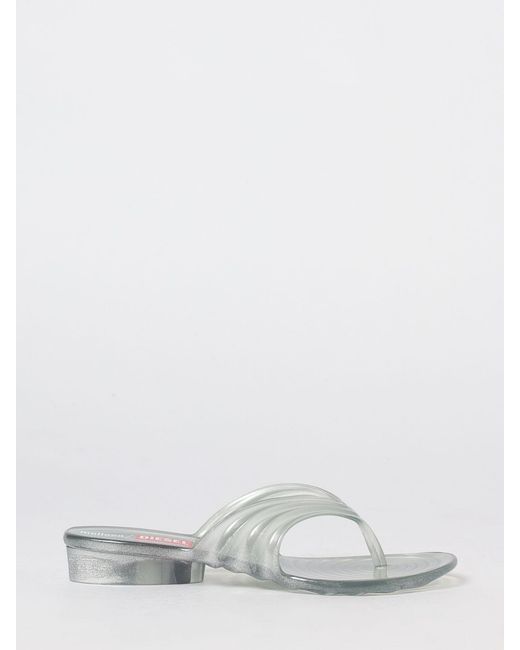 DIESEL White Quantum Thong Sandals From The Collaboration