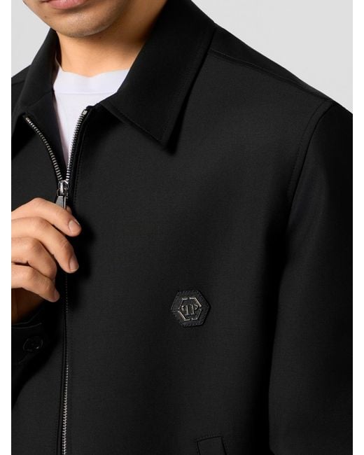 Philipp Plein Black Pp Wool Coat for men