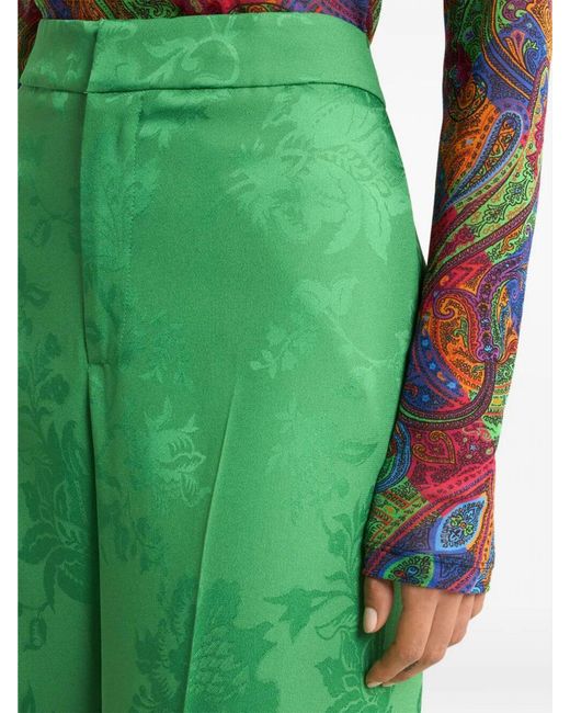 Etro Green Baroque Viscose Blend Trousers