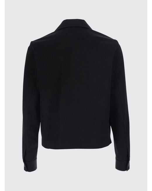 Amiri Blue Cotton Shirt Jacket With Cuban Collar And Embroidered Logo for men
