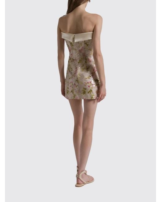 Alberta Ferretti Natural Sequin Mini Dress