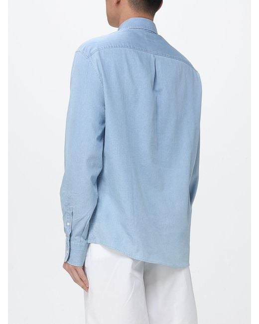 Brunello Cucinelli Blue Cotton Casual Shirt for men