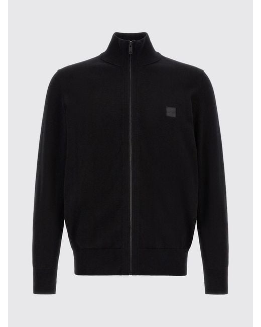 Boss Blue Cotton And Cashmere Turtleneck Zip-Up Jumper for men