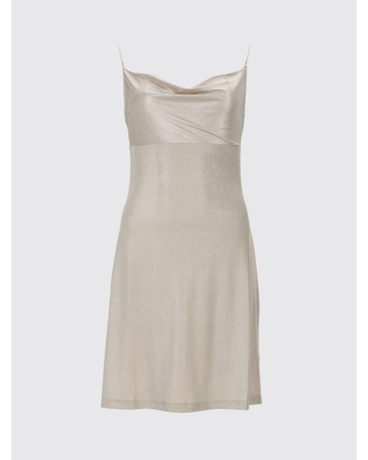 Versace Jeans Couture Natural Draped Asymmetrical Jersey Mini Dress For Evenings