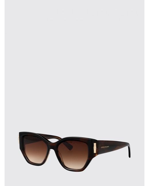 Longchamp White Oversized Tortoiseshell Teardrop Sunglasses With Metallic Logo
