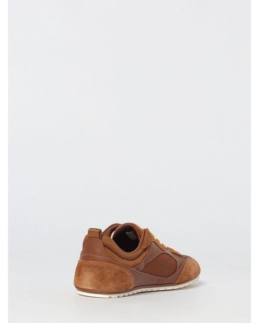 Tory Burch Brown Leather And Mesh Sneakers