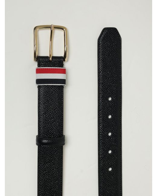 Thom Browne Black Grained Leather Belt for men
