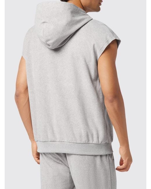Philipp Plein Gray Logo Cotton Hoodie for men
