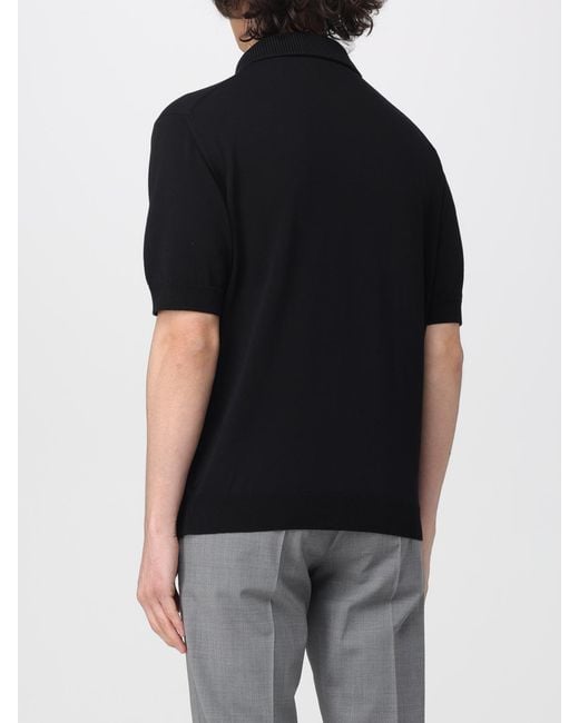 Zanone Black Cotton Knit Polo Shirt for men