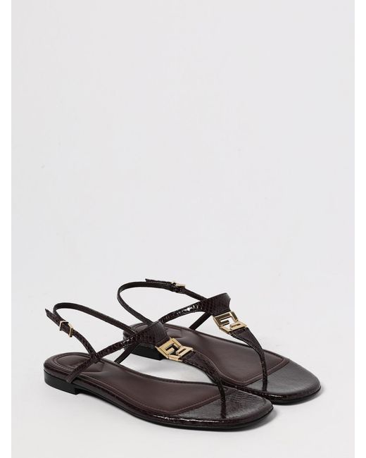 Fendi Purple Ffold Python Print Leather Sandals