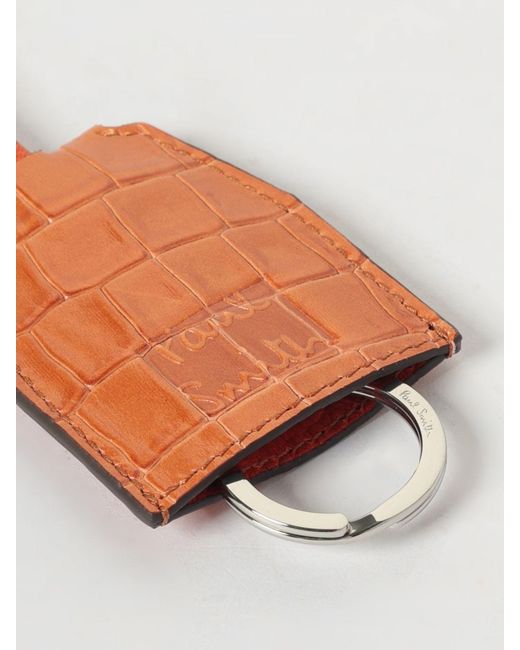 Paul Smith White Crocodile Print Leather Keychain for men