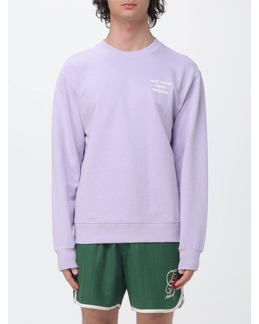 Drole de Monsieur Purple Cotton Crewneck Sweatshirt With Slogan for men