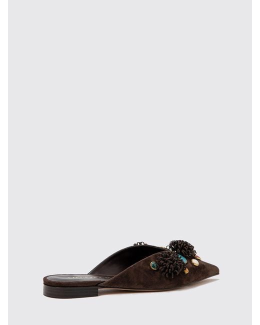 Twinset Black Suede Mules With Applications And Stones