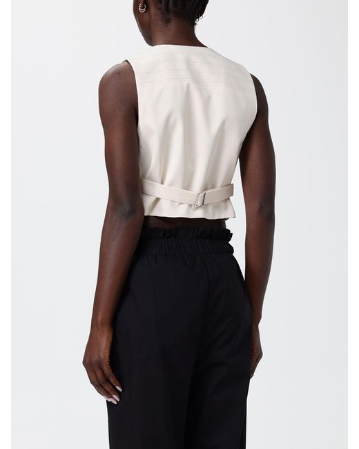 Liu Jo Black Pinstriped Viscose Vest With Rhinestones