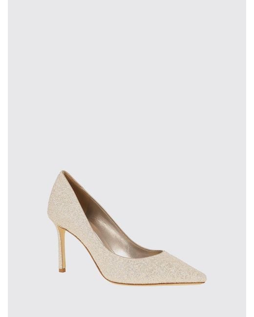 Jimmy Choo Natural Glitter Leather Pumps With High Stiletto Heel