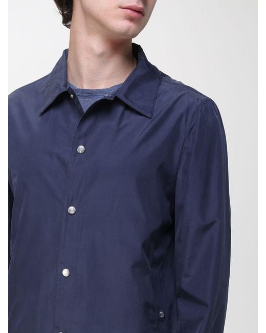 Brunello Cucinelli Blue Silk Shirt Jacket for men