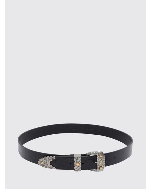 Pinko Black Shiny Leather Belt With Metallic Finishes