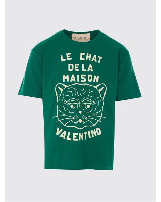 Valentino Green Printed Cotton Crew Neck T-Shirt for men
