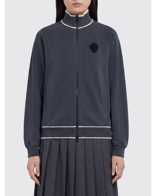 Brunello Cucinelli Blue Zip-Up Cotton Sweatshirt With A Turtleneck