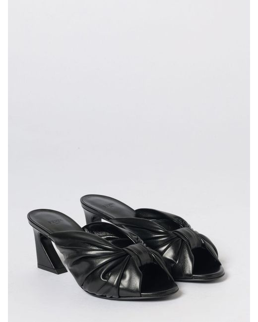 Fendi Black Arco Draped Nappa Mules