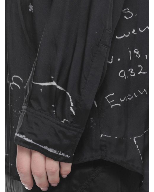 Rick Owens Black Printed Cotton Blend Shirt